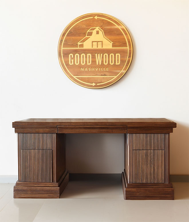 Custom wood fluted style desk